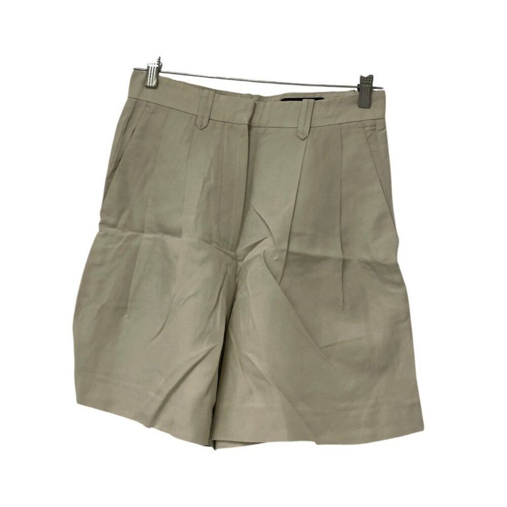 Massimo Dutti Womens Bermuda Shorts EU 38 US 4 Beige Pleated Linen 5035/535 NWT